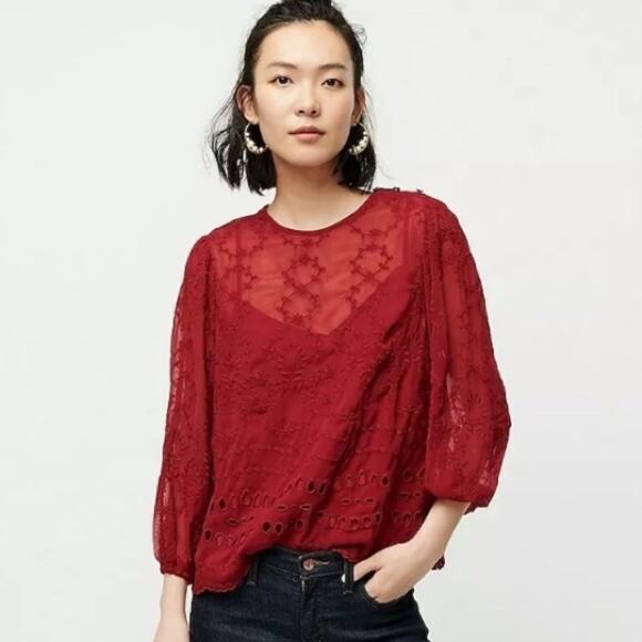 NWT NEW J. Crew lace eyelet flowy sheer blouse - Picture 10 of 10